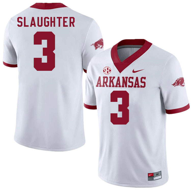 Men #3 Doneiko Slaughter Arkansas Razorbacks College Football Jerseys Stitched-Alternate White